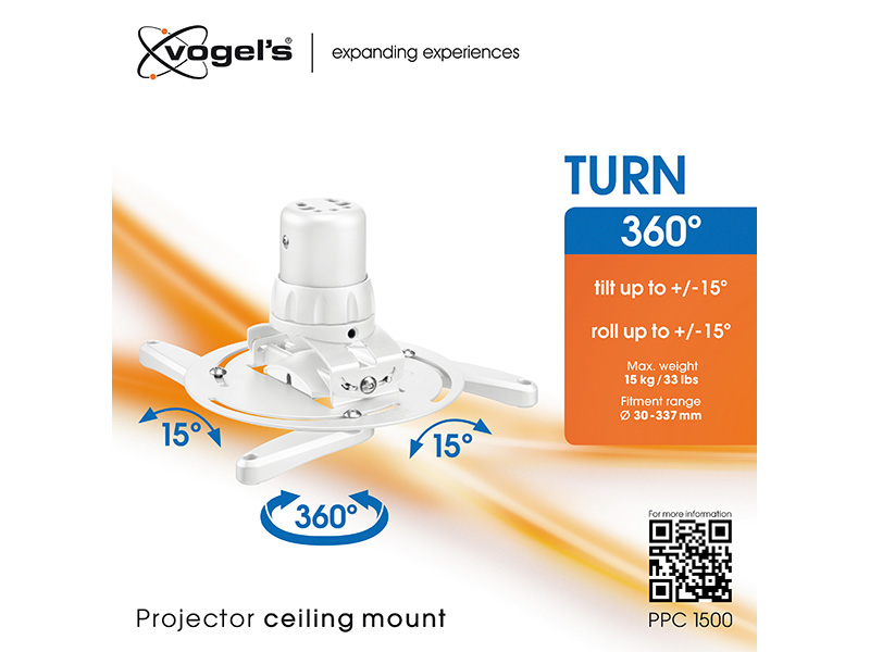 Vogels PPC 1500 Beamer Deckenhalterung 15kg, weiß Vogels PPC 1500 Beamer Deckenhalterung 15kg, weiß