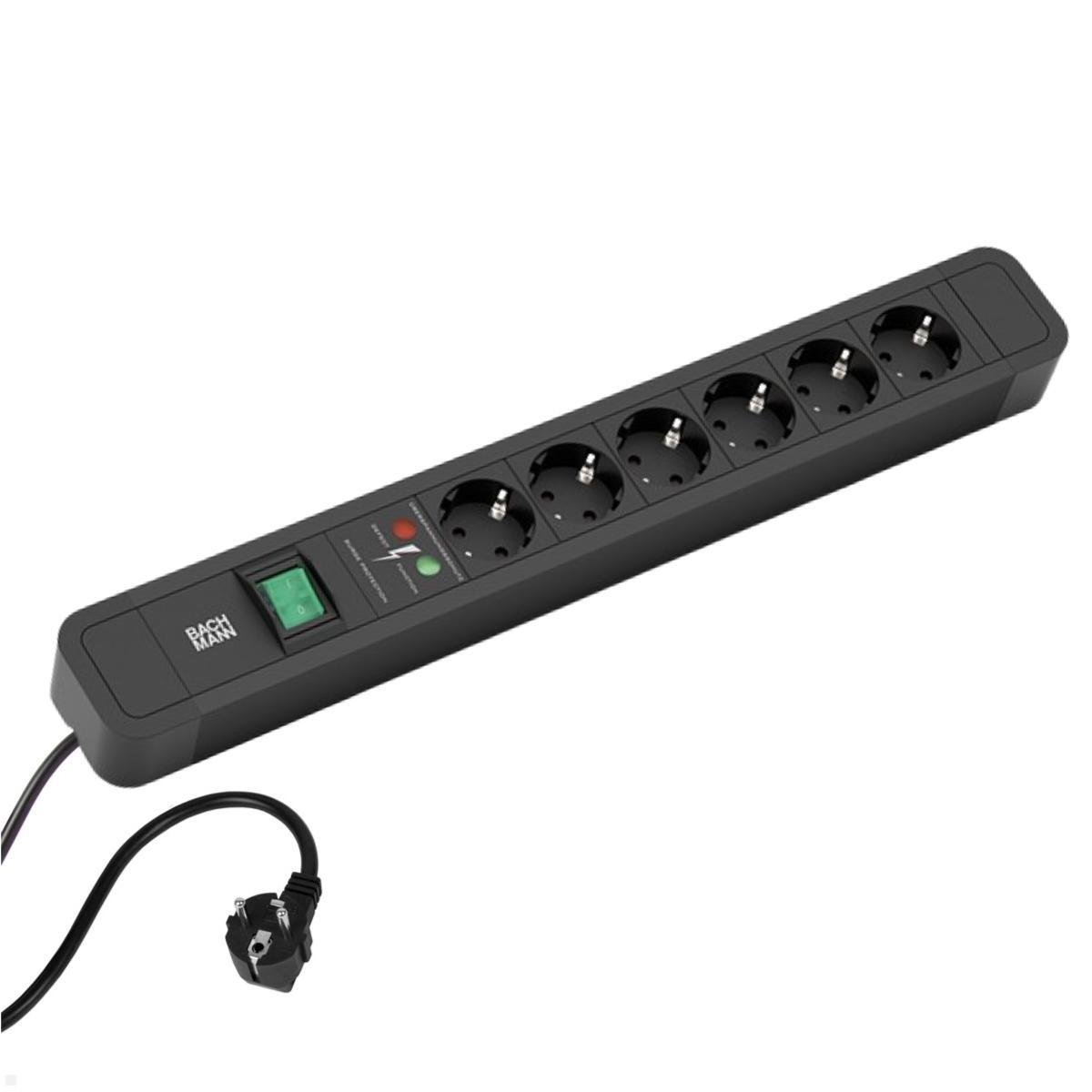 Bachmann PRIMO 2 6-fach Steckdosenleiste CEE7/3, Schalter, 1xSPD, 2m Zuleitung (350.002)