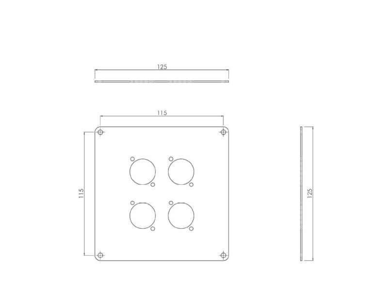 SmartMetals Zubehör Neutrik Stecker Adapterplatte Maße