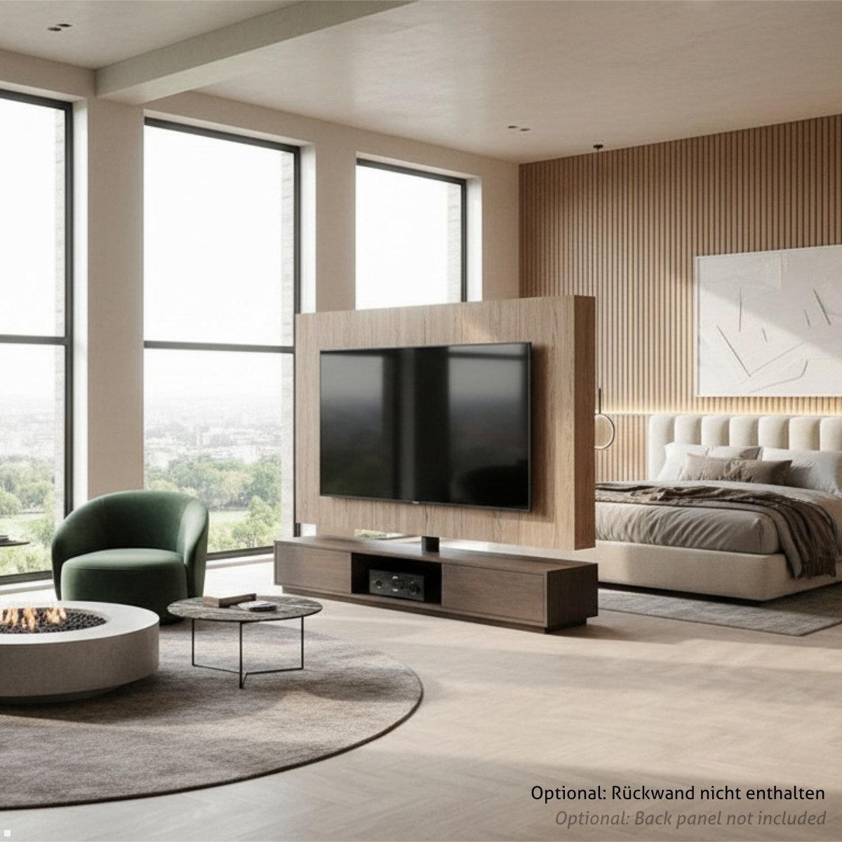 MonLines Einbau TV Halterung drehbar mit Säule für Sideboard, Kabelführung