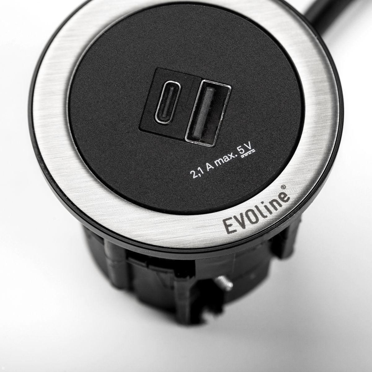 EVOline One Einbausteckdose mit USB-Charger A/C, weiß, Abb. ähnlich EVOline One Einbausteckdose mit USB-Charger A/C, weiß, Abb. ähnlich