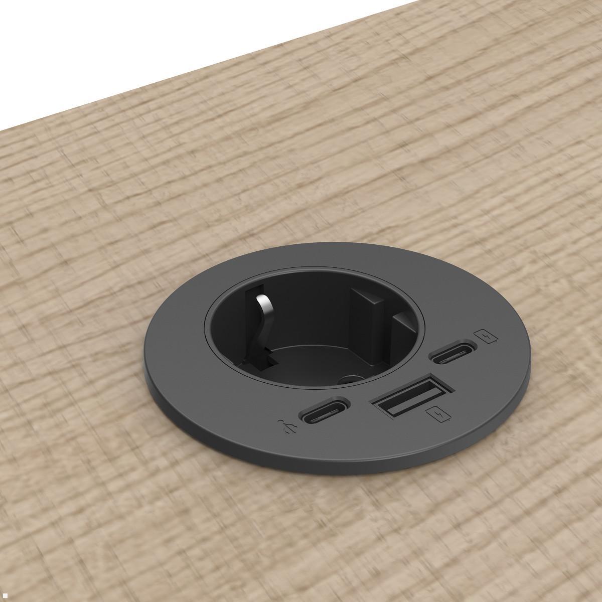 Fellowes Power-Spot Einbausteckdose mit USB-A/C Charger, USB-C Extension, Anwendungsbeispiel