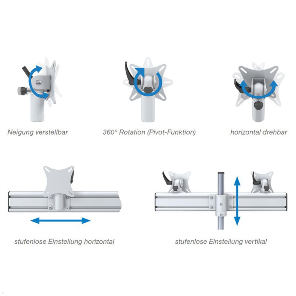 MonLines MTH305G Para 4+2 Monitor Tischhalter Standfuß bis 19 Zoll, grau, Beweglichkeit