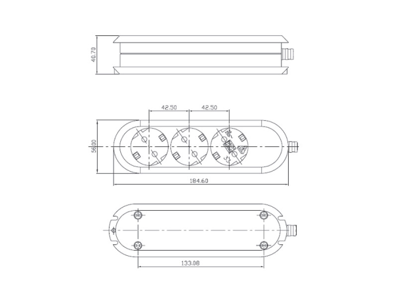 Bachmann SMART 3x Steckdosenleiste 385.270 Maße