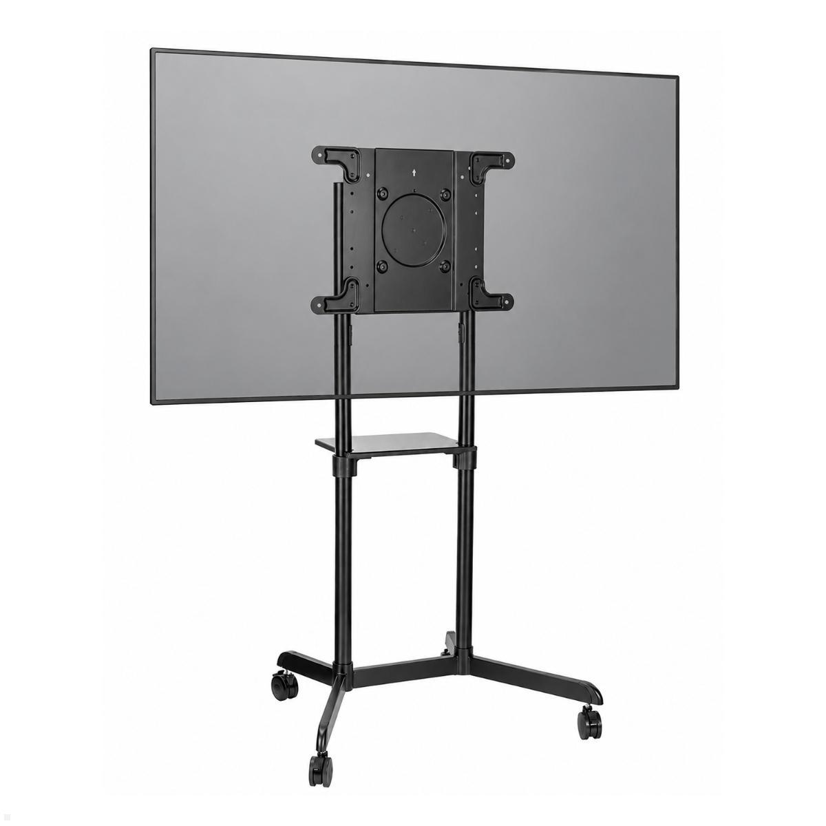 MonLines MBS029B mobiler Monitorständer mit Pivotfunktion, 37-70 Zoll, schwarz, mobiler TV Ständer auf Rollen