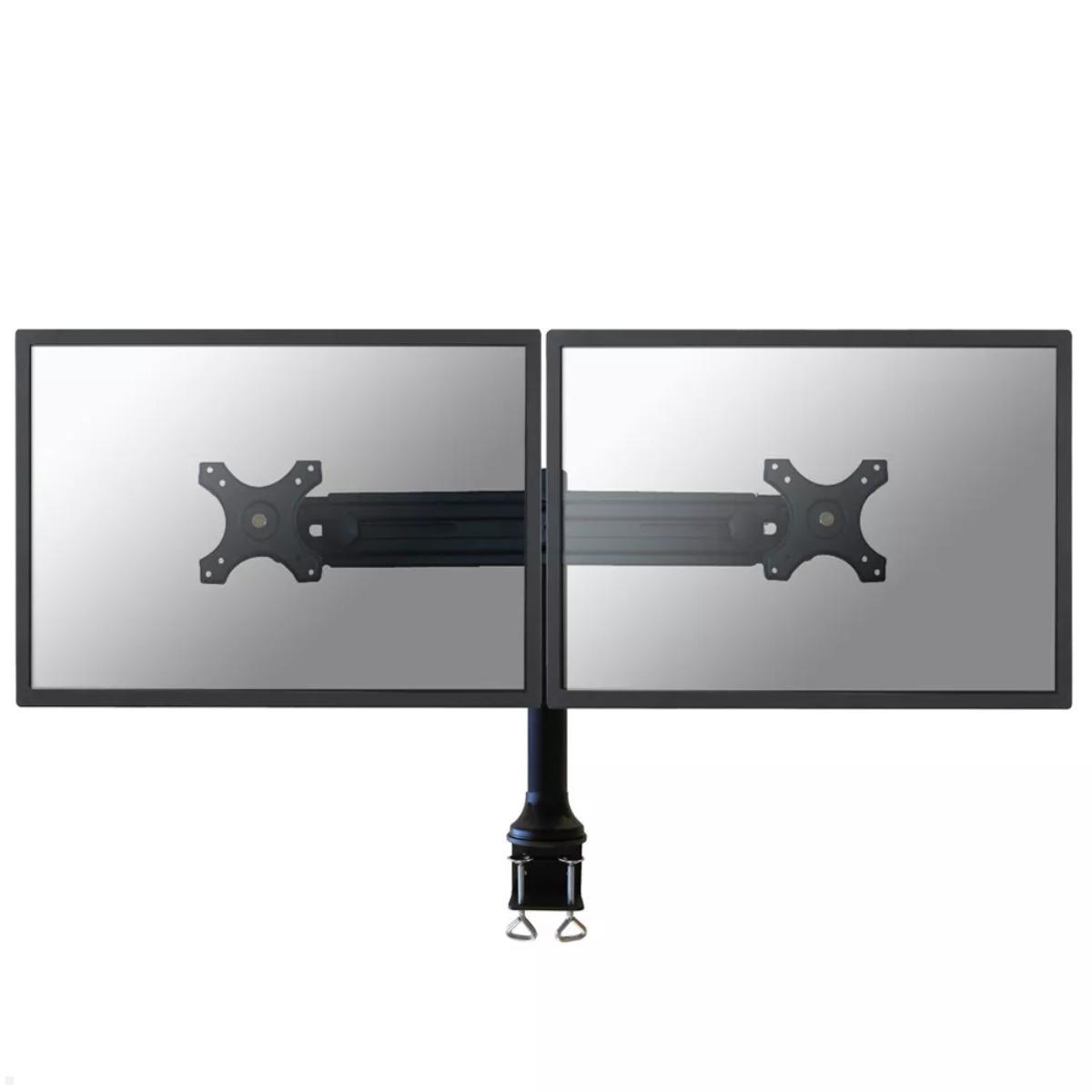 Neomounts FPMA-D700D duale Monitor Tischhalterung 19-30 Zoll mit Tischklemme, schwarz, schwenkbare Dual Monitorhalterung
