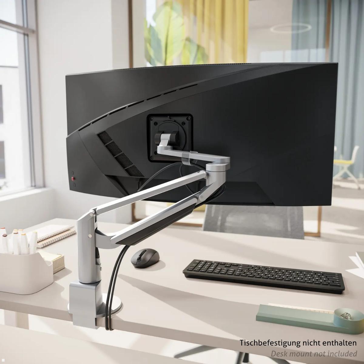 Novus Clu Plus Monitorhalterung für TSS-Säule bis 50 Zoll, silber (991+0119+000), schwenkbarer Monitorarm