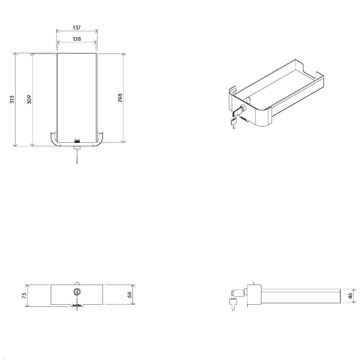 Dataflex Bento Desktop Locker Untertisch Schrank mit Tischklemme (45.600), weiß, optionales USB-Schnellladegerät