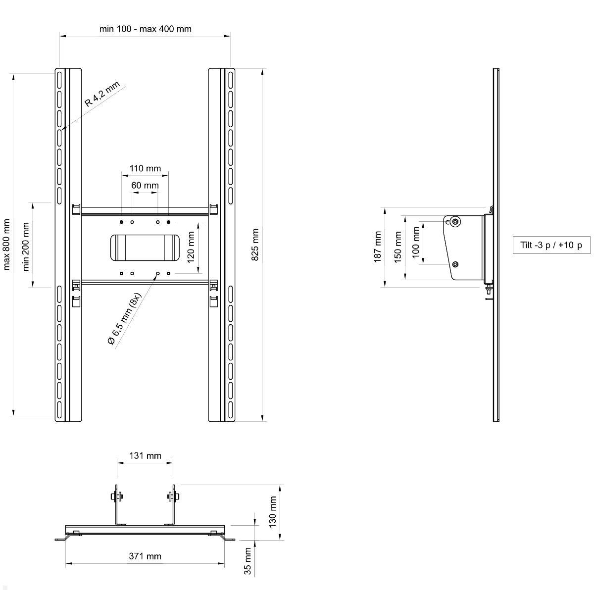 SMS Flatscreen H2 Unislide Vertical PL210240 schwarz, technische Zeichnung SMS Flatscreen H2 Unislide Vertical PL210240 schwarz, technische Zeichnung