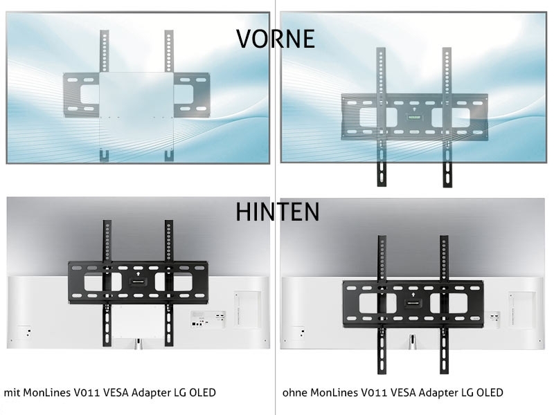 TV mit VESA Adapter und ohne VESA Adapter TV mit VESA Adapter und ohne VESA Adapter