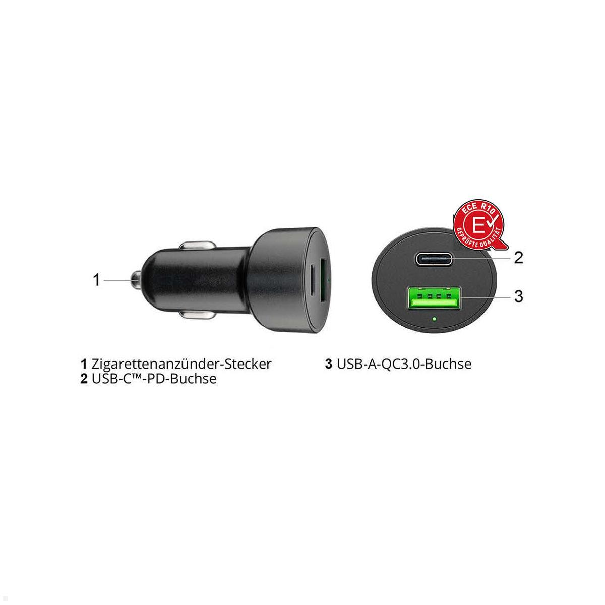 Comount Dual USB Kfz-Ladegerät USB-A/C, Car-Charger Zigarettenanzünder