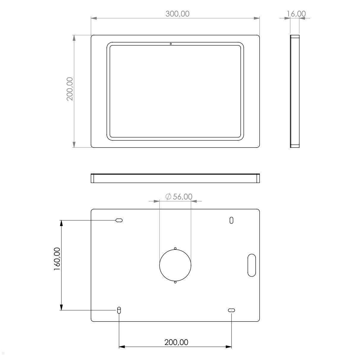 TabLines TWH059S Wandhalterung Apple iPad Air 11.0 (M2), silber technische Zeichnung TabLines TWH059S Wandhalterung Apple iPad Air 11.0 (M2), silber technische Zeichnung