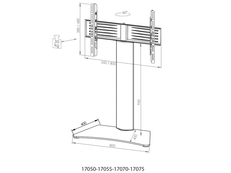 VCM Findal Mattglas Fernsehständer ohne Regal