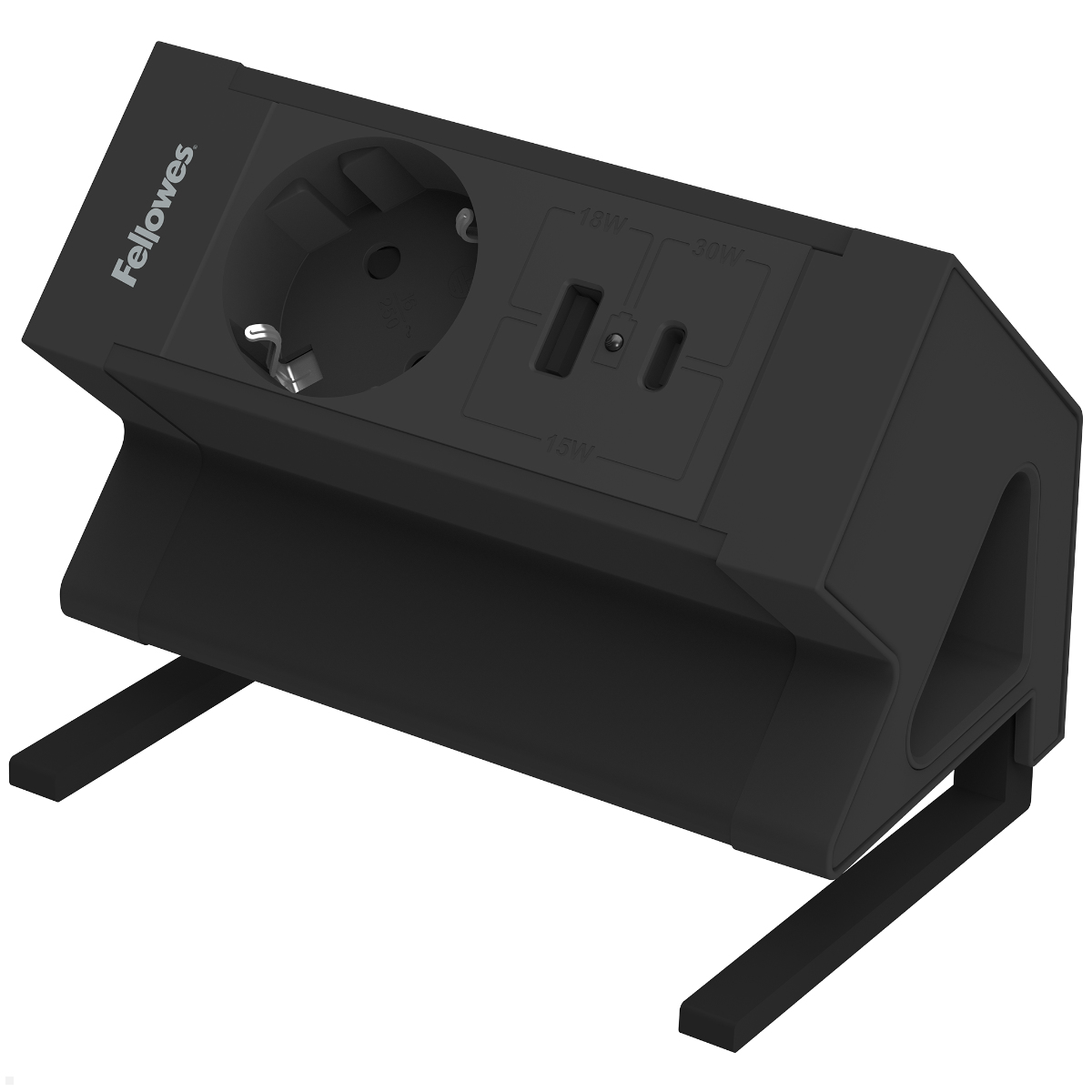 Fellowes Power Desk Up 2.0 Tischsteckdose mit USB-A und USB-C Charger (100115569), schwarz