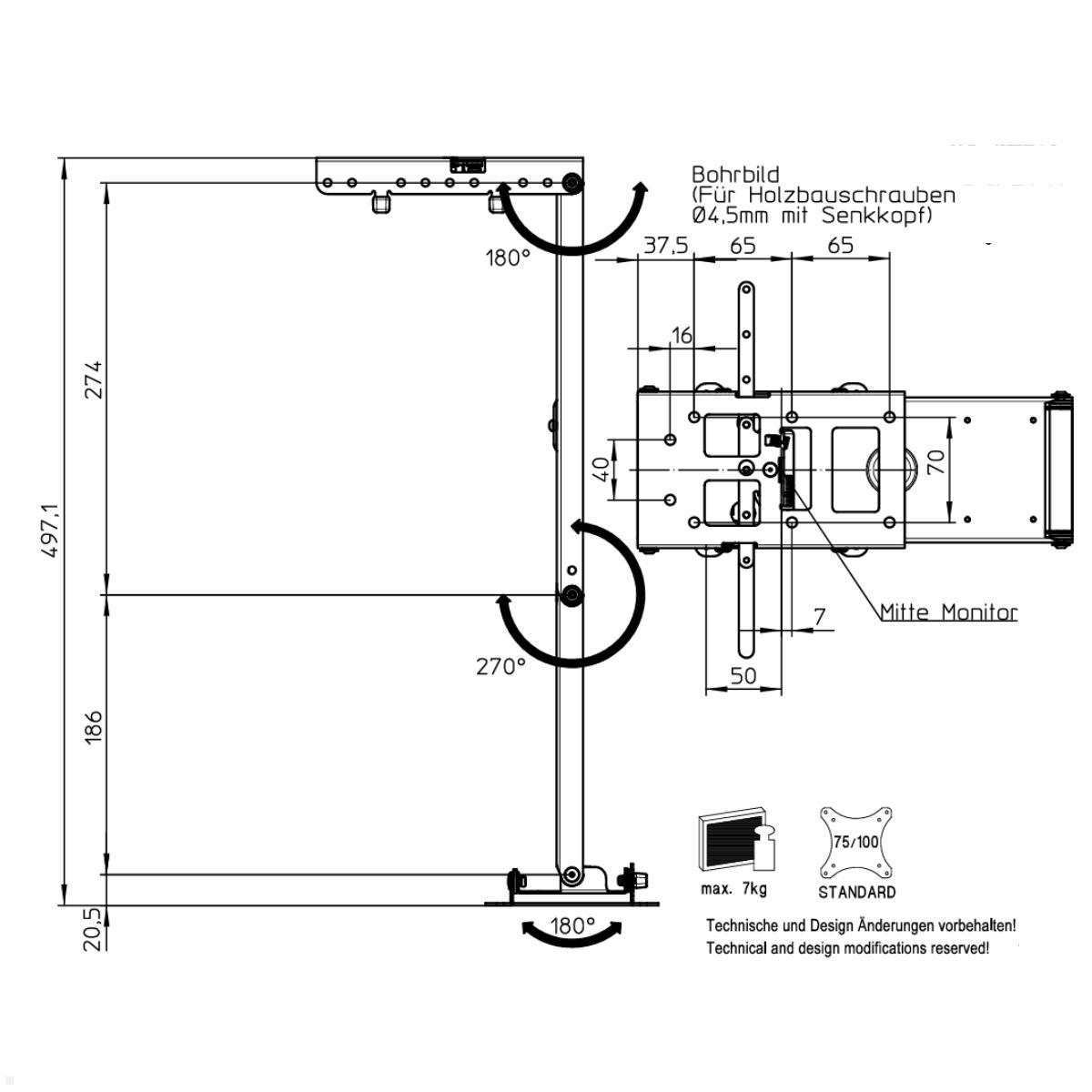 NOVUS SKY Basic 2XL TV wall mount for motorhome and caravan, swiveling