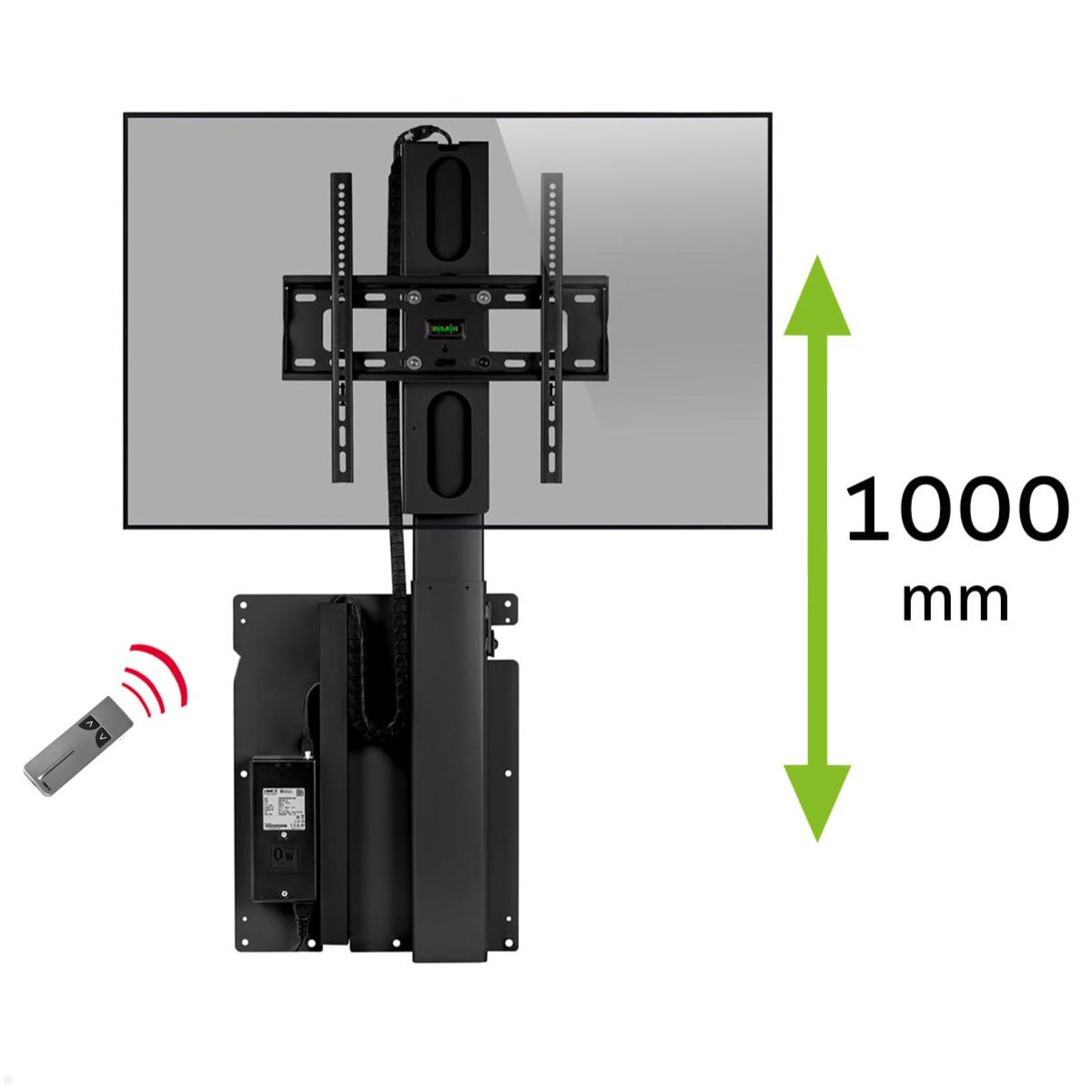 Monlines MLW1000B TV Lift Wandhalterung elektrisch, 1000mm, schwarz Monlines MLW1000B TV Lift Wandhalterung elektrisch, 1000mm, schwarz